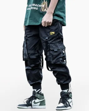 Techwear Street Style Black Cargo Jogger Pants