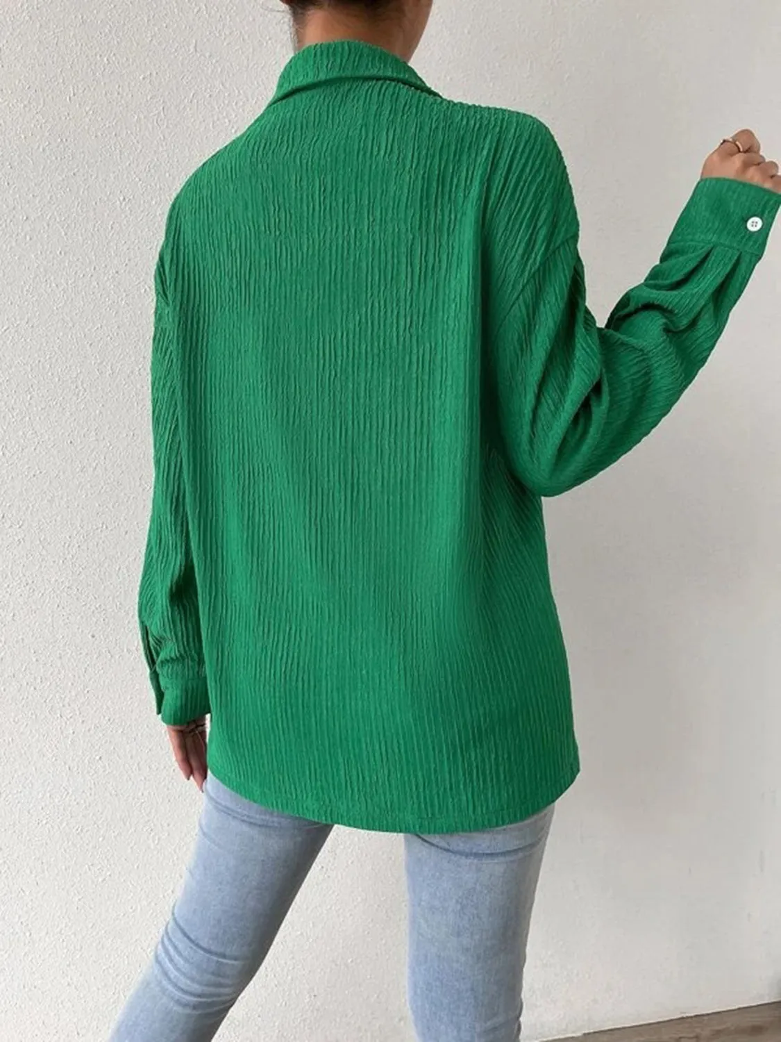 Toleet-Winter and Autumn Outfits Christmas/Thanksgiving_Jacket Blouse Drop with Textured Shoulder