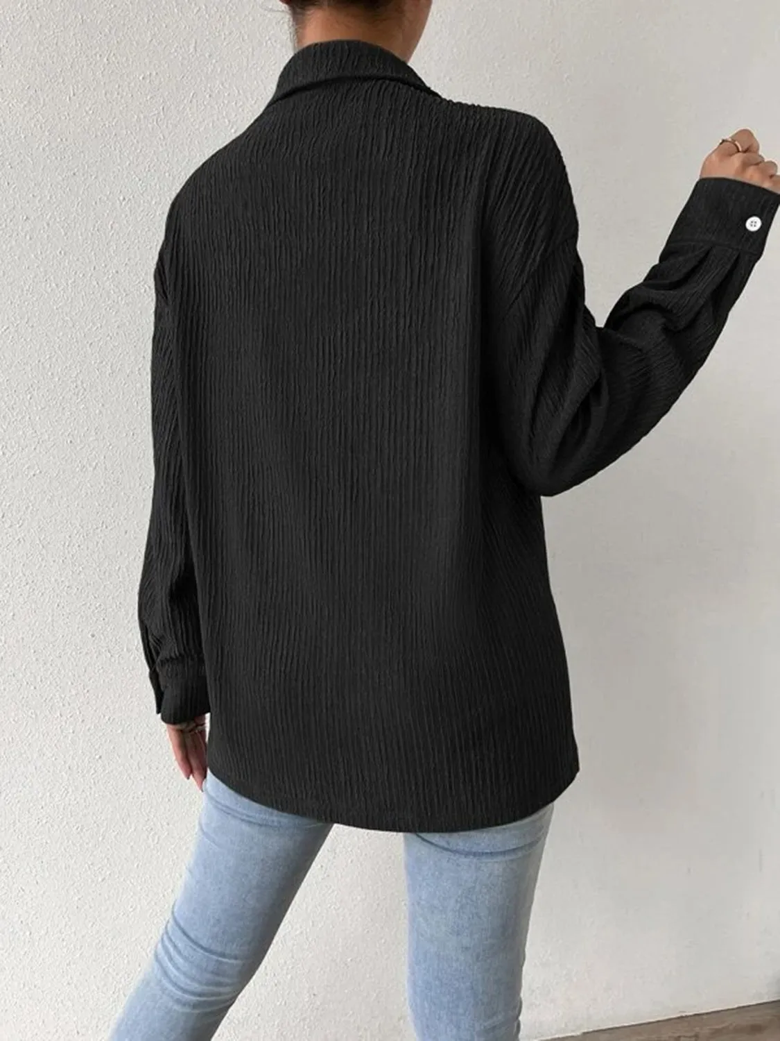 Toleet-Winter and Autumn Outfits Christmas/Thanksgiving_Jacket Blouse Drop with Textured Shoulder