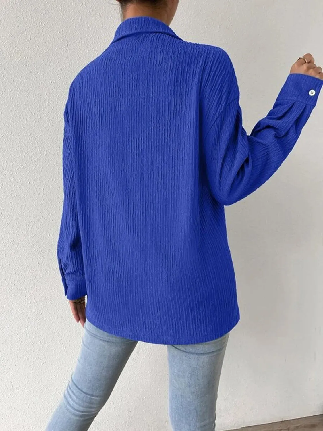 Toleet-Winter and Autumn Outfits Christmas/Thanksgiving_Jacket Blouse Drop with Textured Shoulder