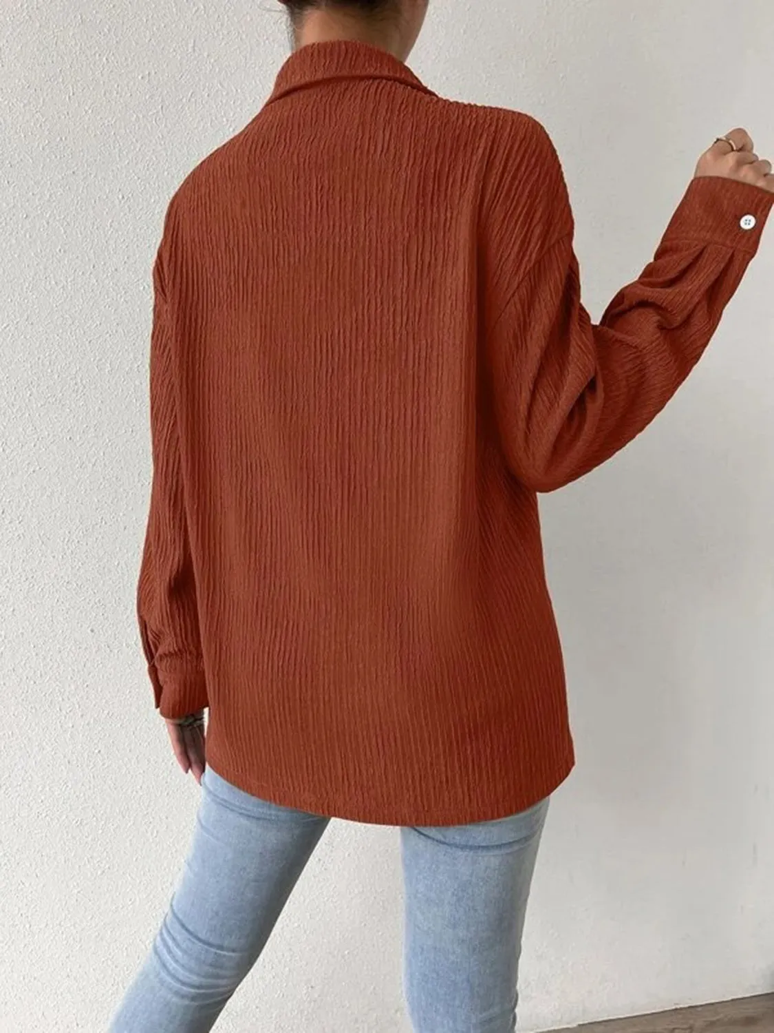 Toleet-Winter and Autumn Outfits Christmas/Thanksgiving_Jacket Blouse Drop with Textured Shoulder