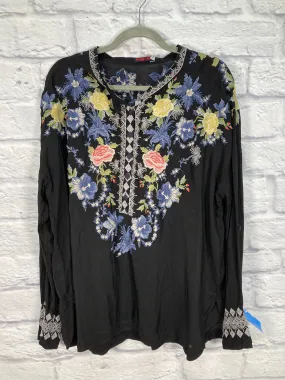 Tunic Designer By Johnny Was In Black & Blue, Size: M