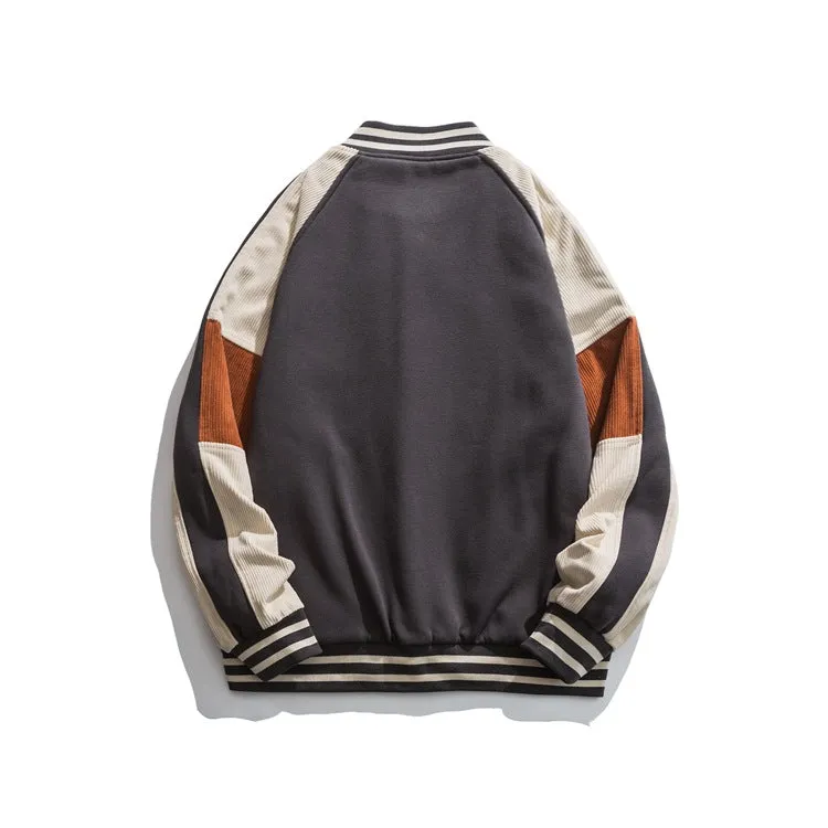 Varsity Bomber Jacket Retro College Style Letter Embroidery Multi-Color Coat Jacket Men's Baseball Uniform