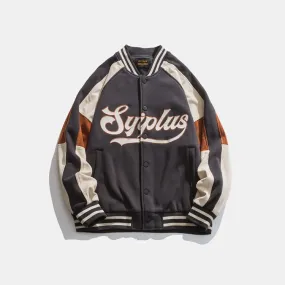 Varsity Bomber Jacket Retro College Style Letter Embroidery Multi-Color Coat Jacket Men's Baseball Uniform