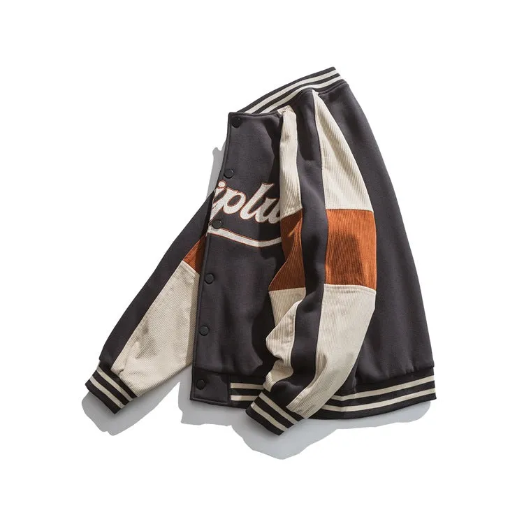 Varsity Bomber Jacket Retro College Style Letter Embroidery Multi-Color Coat Jacket Men's Baseball Uniform
