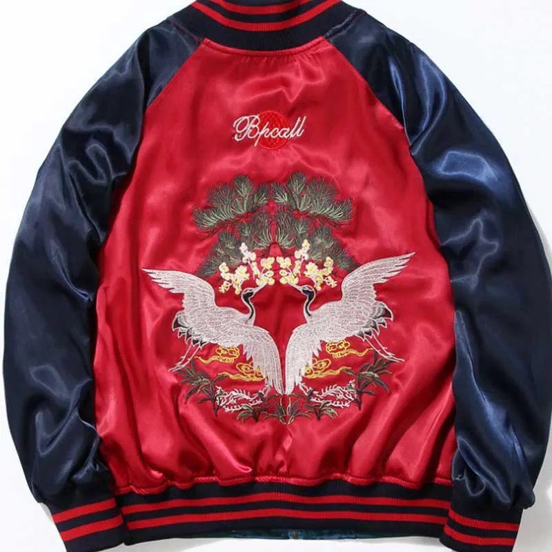 Varsity Bomber Jacket Spring and Autumn Embroidered Jacket Men's Thickened Couple Pilot Baseball Uniform Both Sides Wear Jacket Women