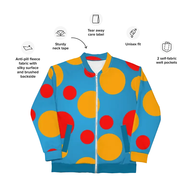 Vibrant Large Colorful Polka Dots Bomber Jacket