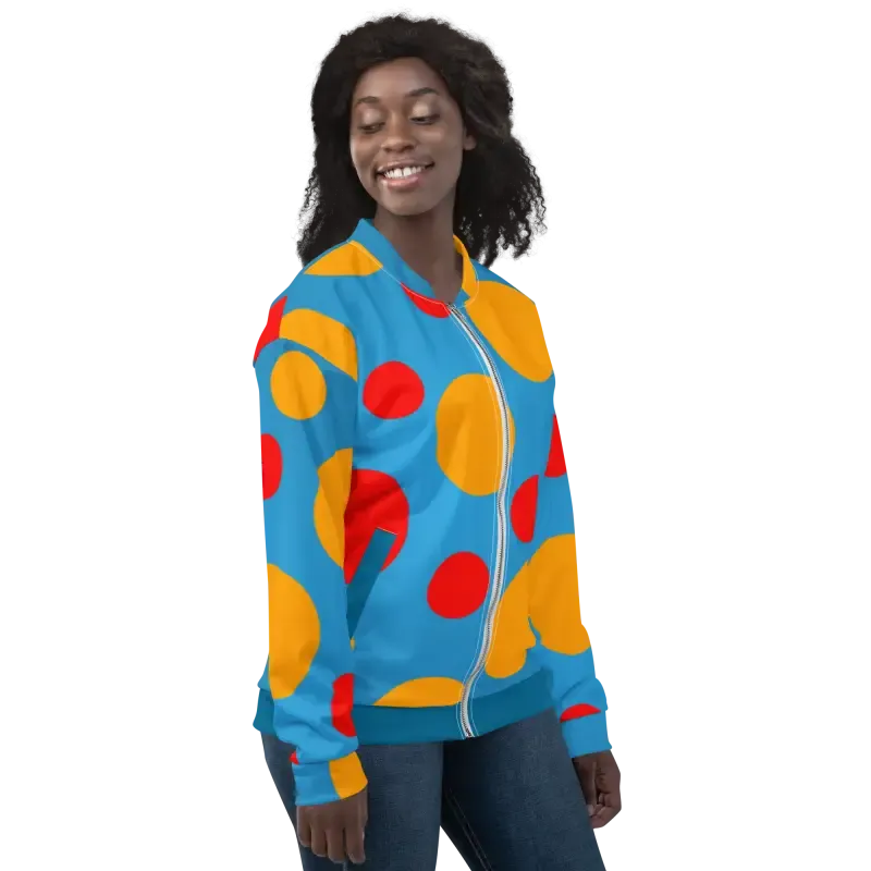 Vibrant Large Colorful Polka Dots Bomber Jacket