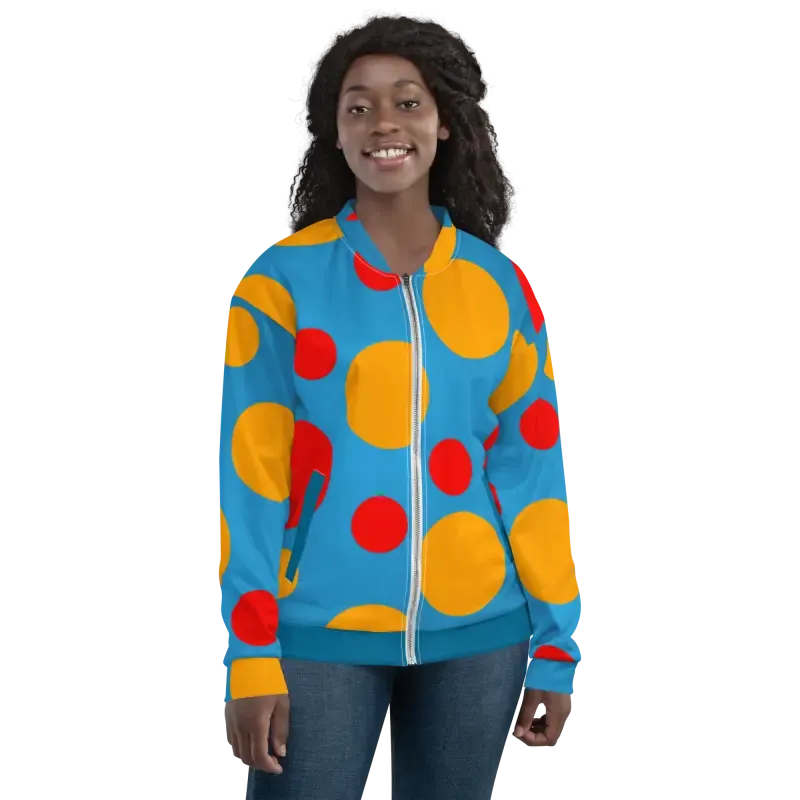 Vibrant Large Colorful Polka Dots Bomber Jacket