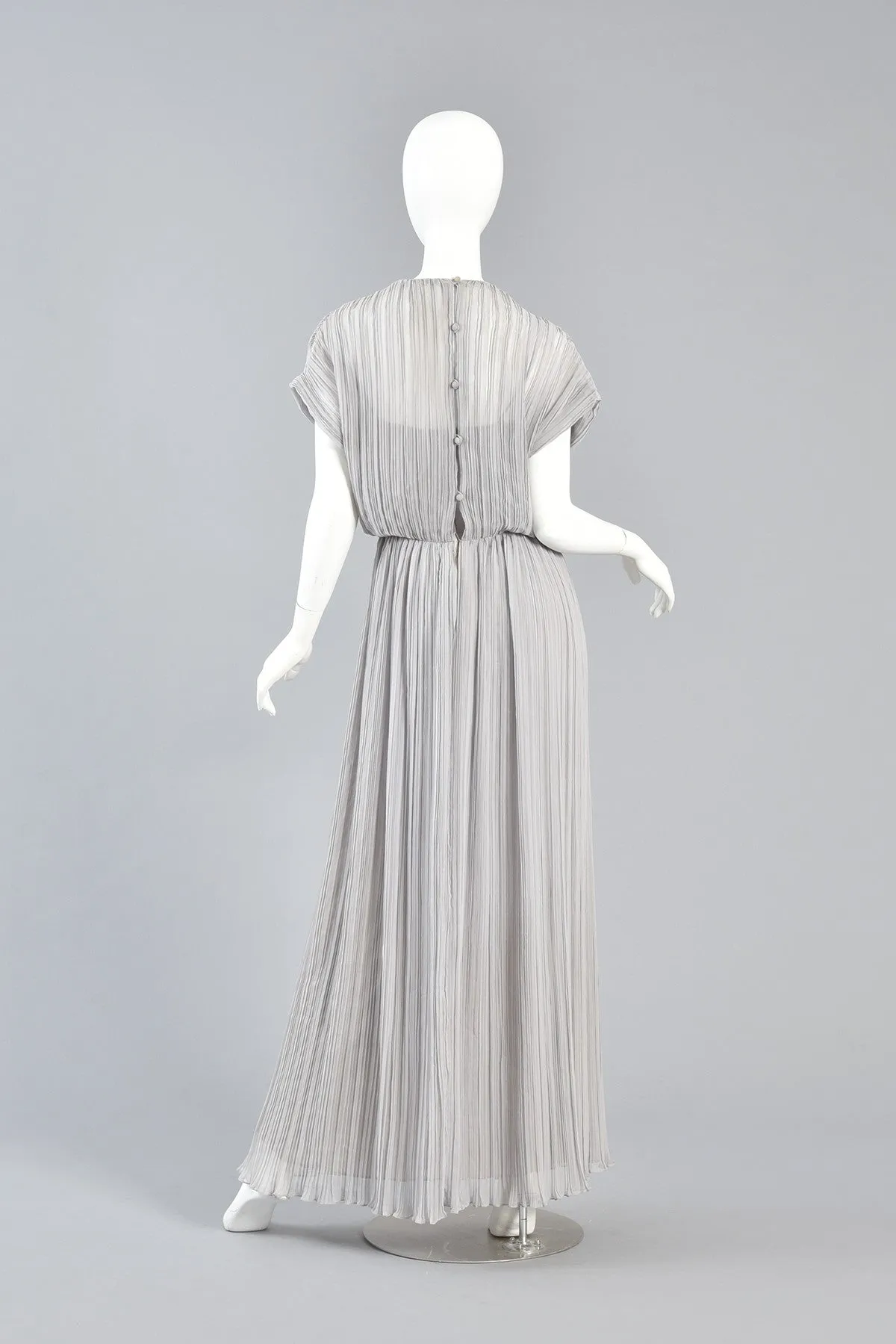 Victor Costa Dove Grey Grecian Pleated Evening Gown