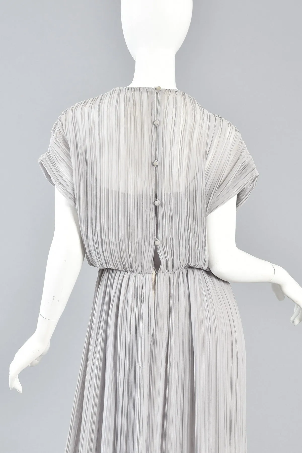 Victor Costa Dove Grey Grecian Pleated Evening Gown