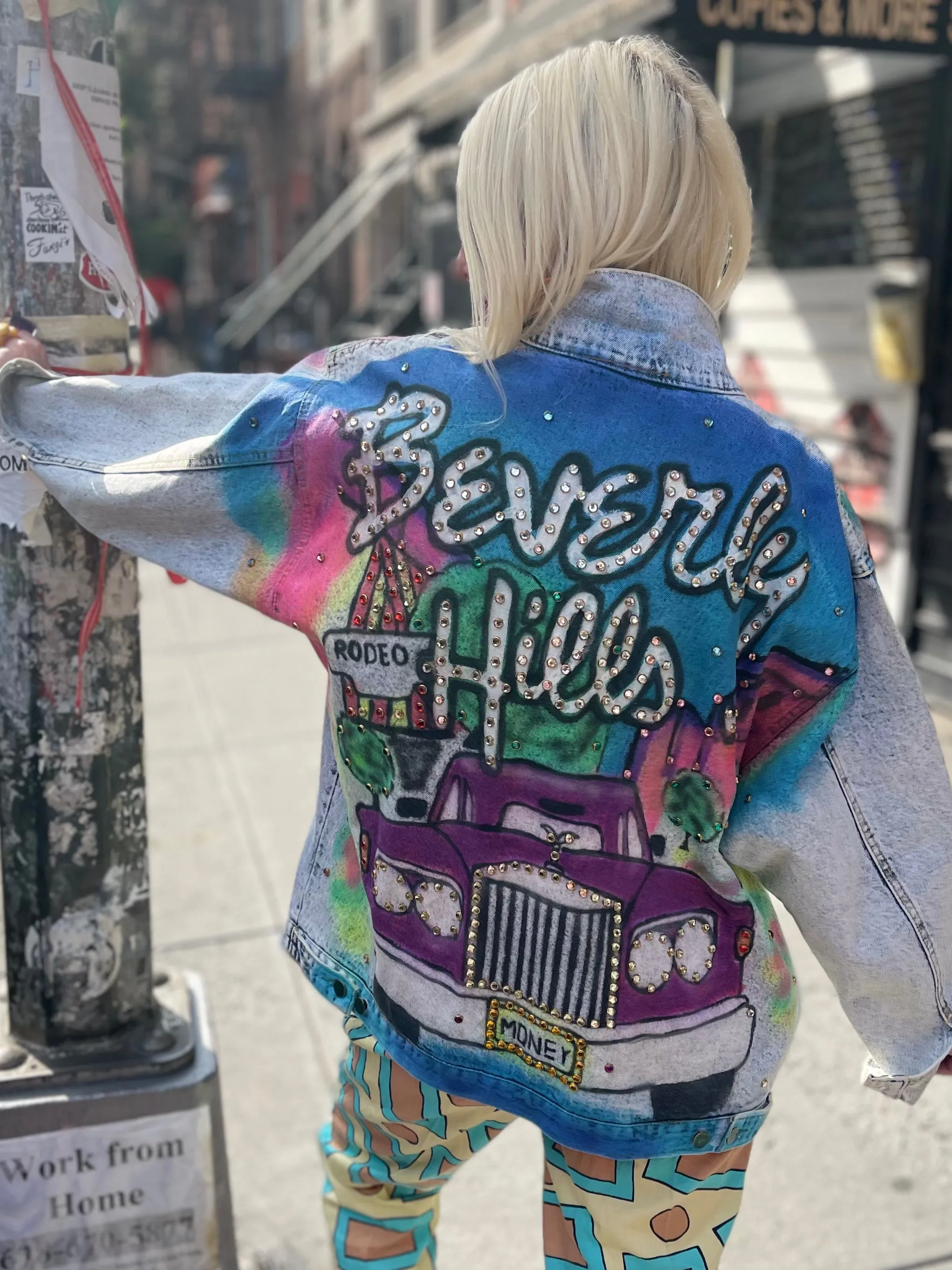 Vintage 80s Beverly Hills Airbrushed Jean Jacket