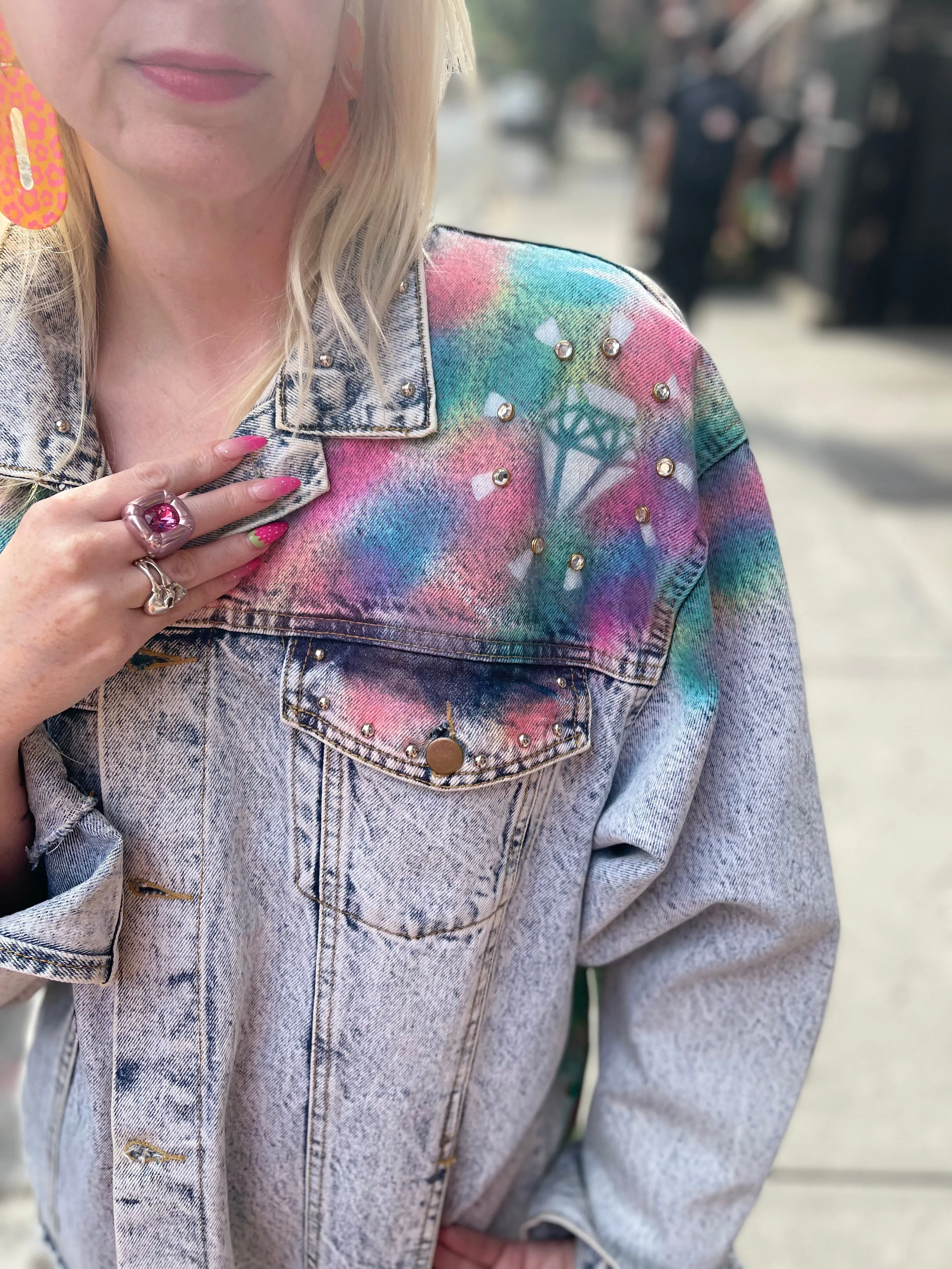 Vintage 80s Beverly Hills Airbrushed Jean Jacket