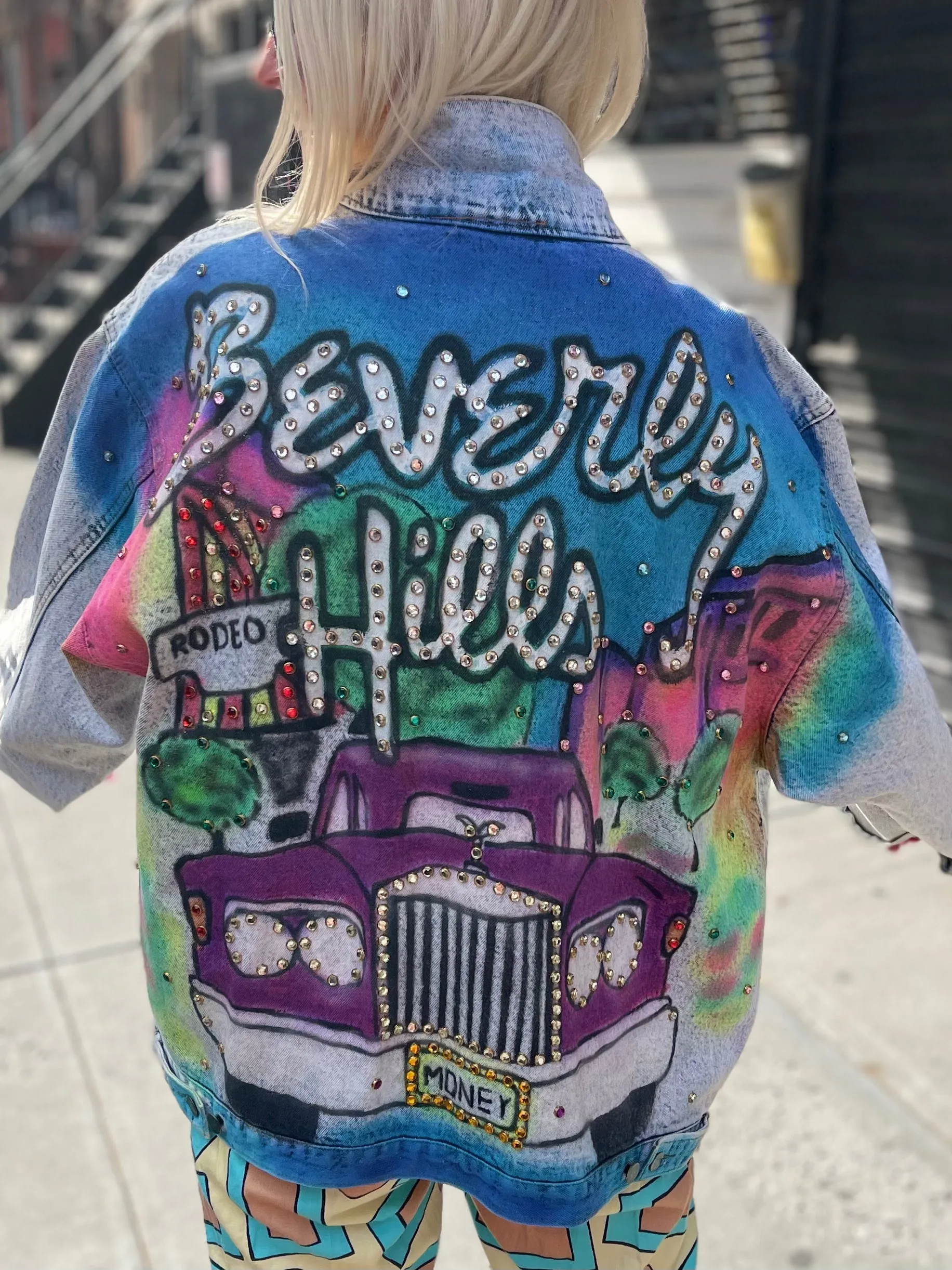 Vintage 80s Beverly Hills Airbrushed Jean Jacket