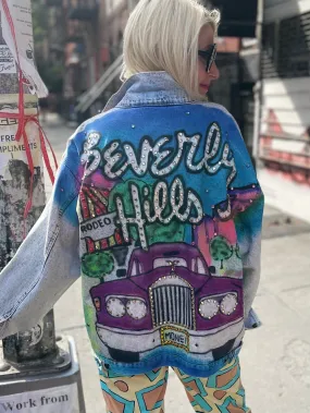 Vintage 80s Beverly Hills Airbrushed Jean Jacket