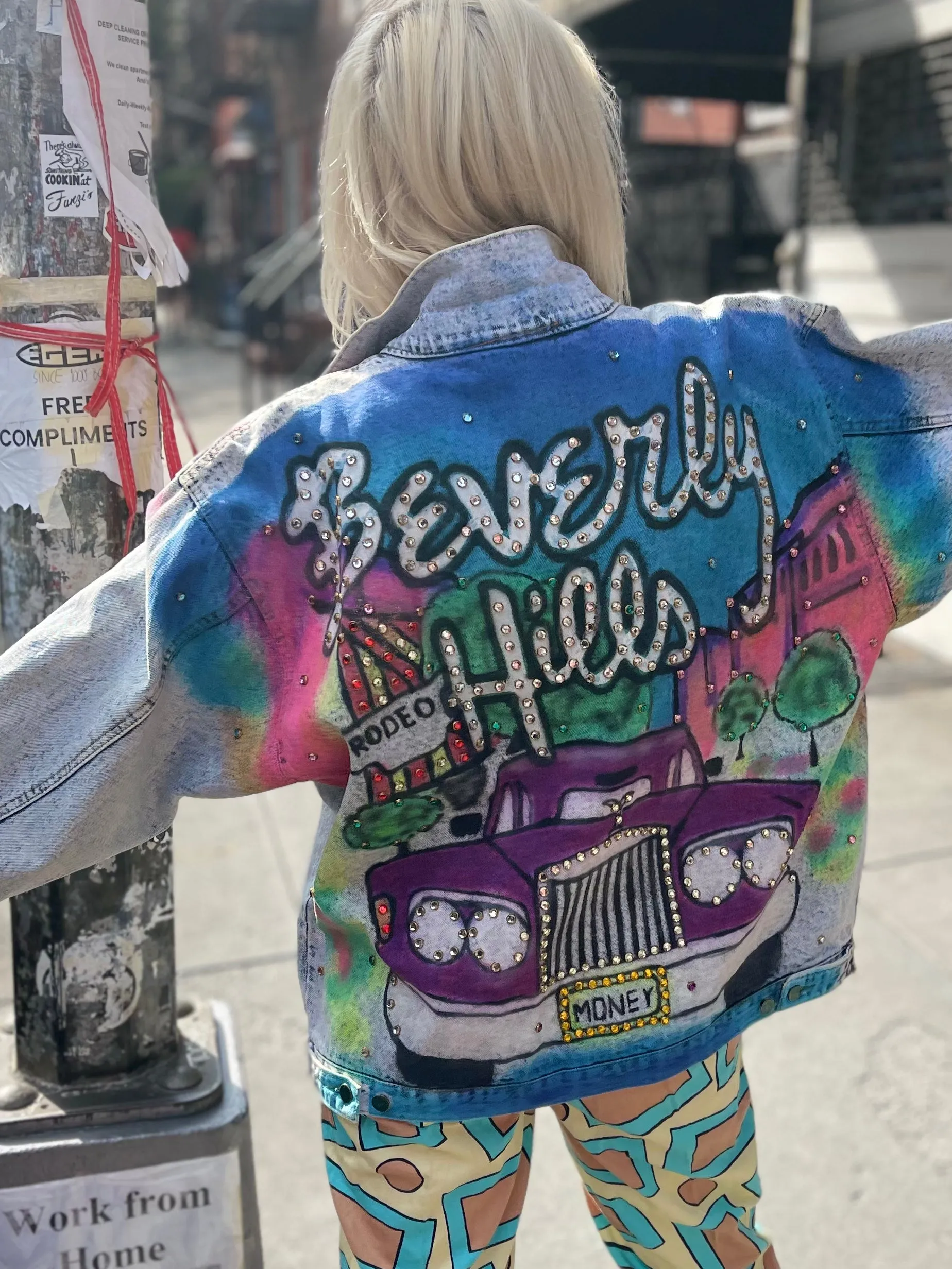 Vintage 80s Beverly Hills Airbrushed Jean Jacket
