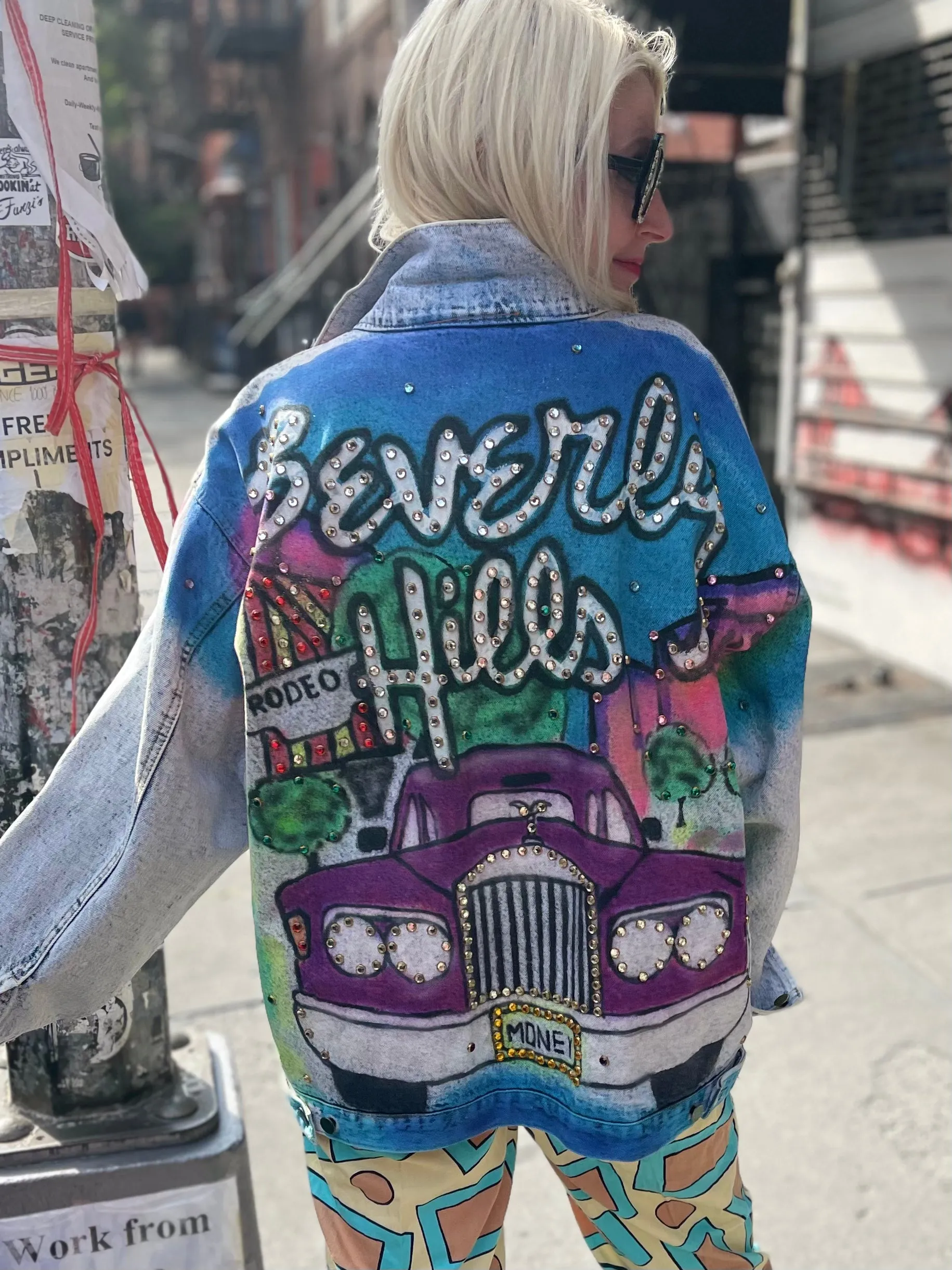 Vintage 80s Beverly Hills Airbrushed Jean Jacket