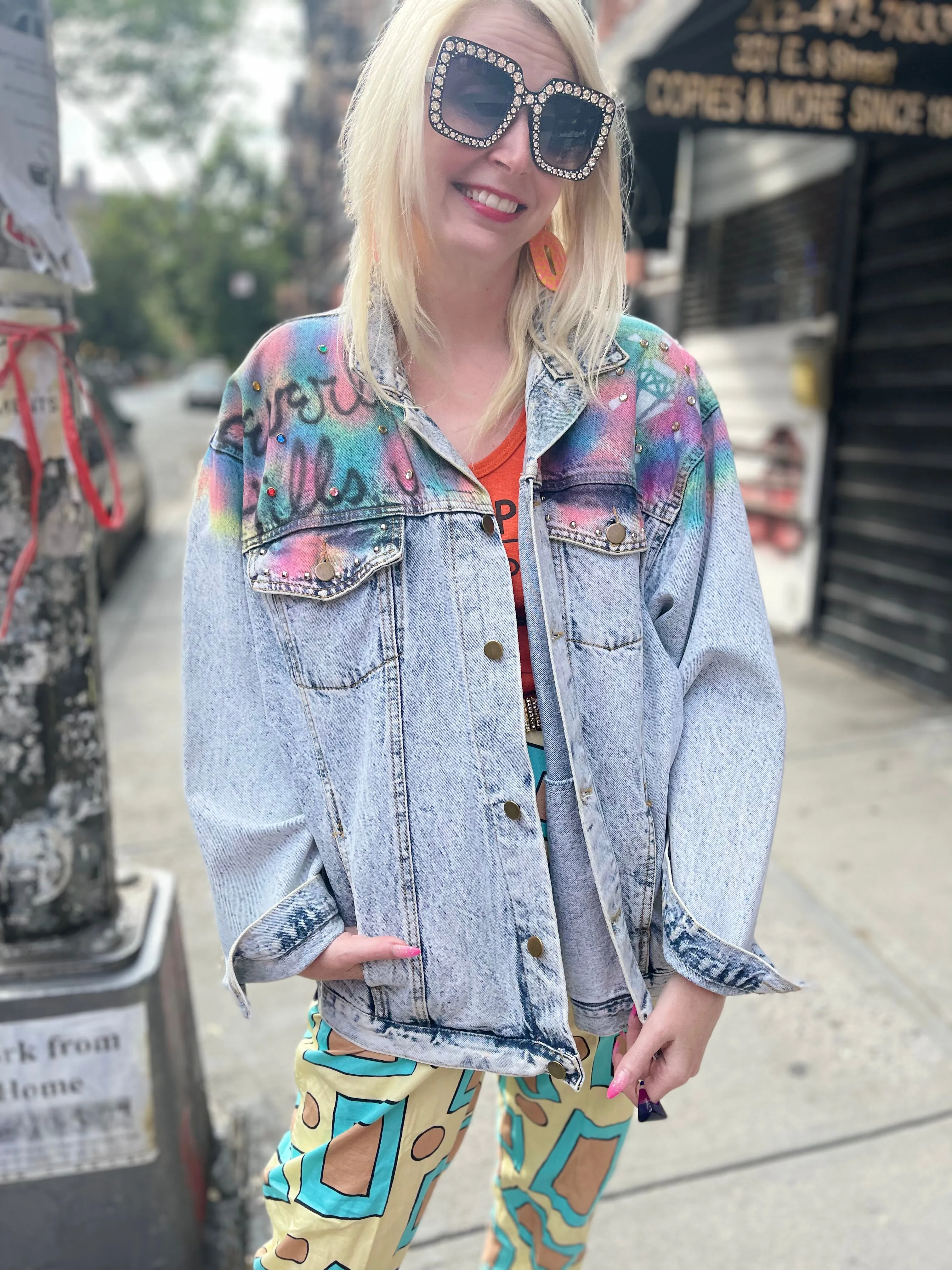 Vintage 80s Beverly Hills Airbrushed Jean Jacket