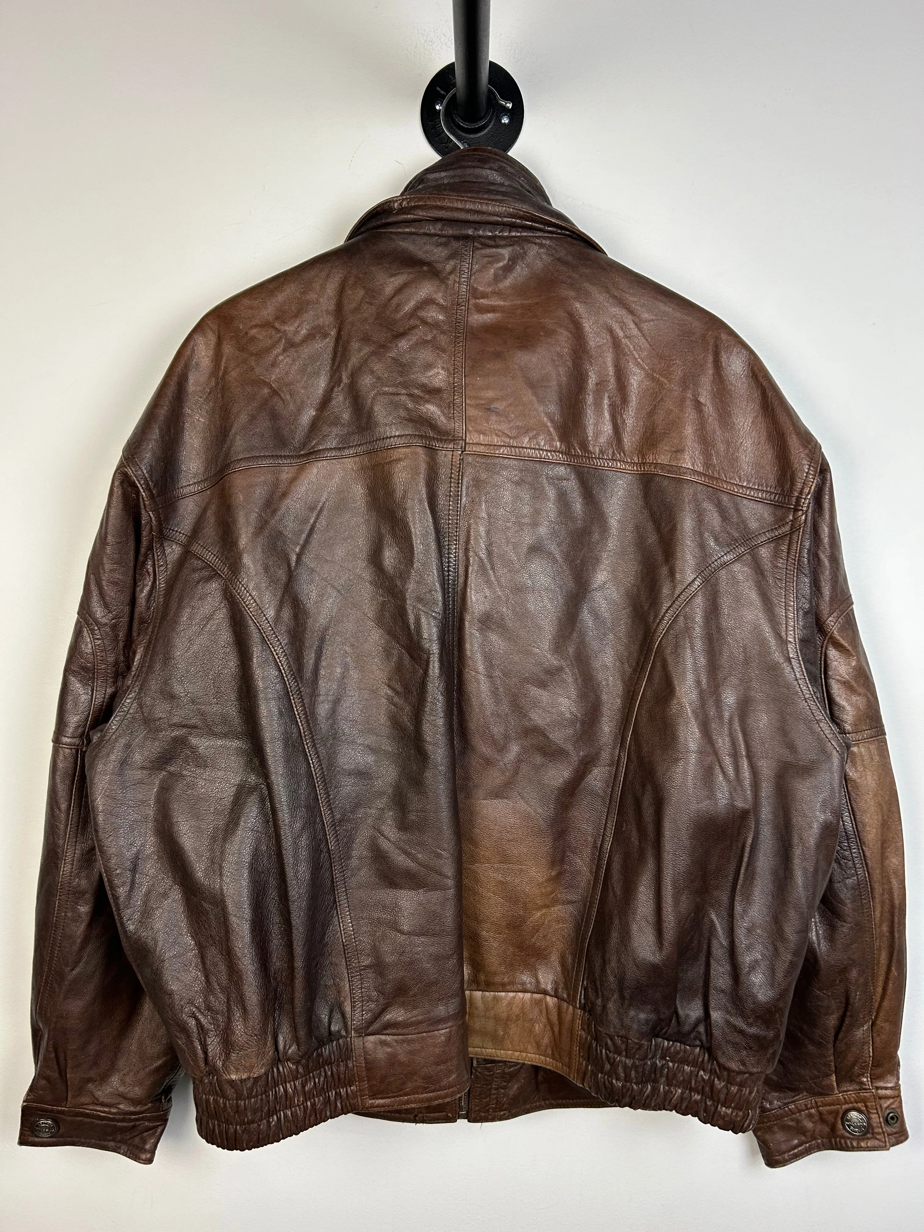 Vintage 90s Wilson Brown Leather Cropped Bomber Jacket