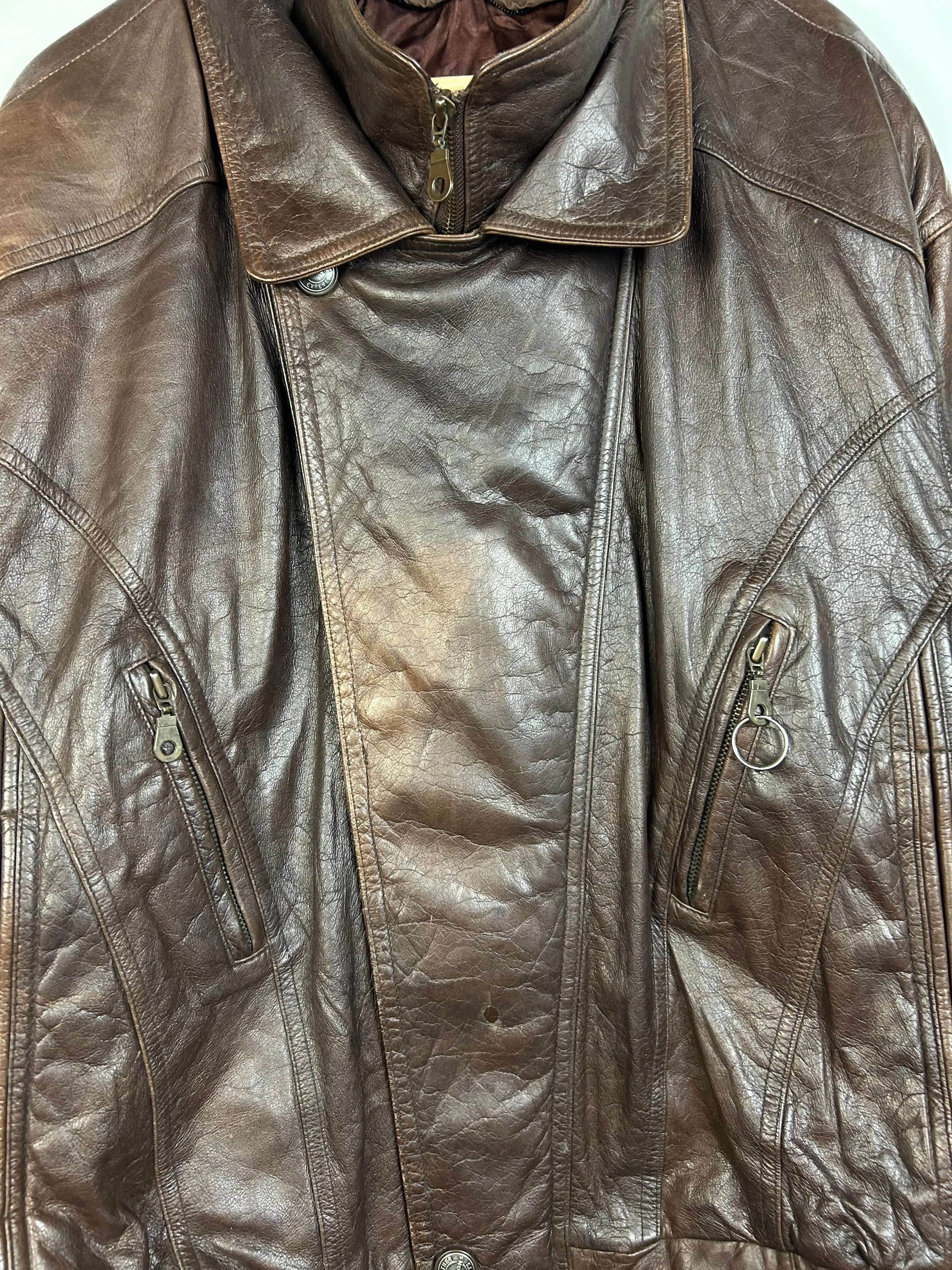 Vintage 90s Wilson Brown Leather Cropped Bomber Jacket