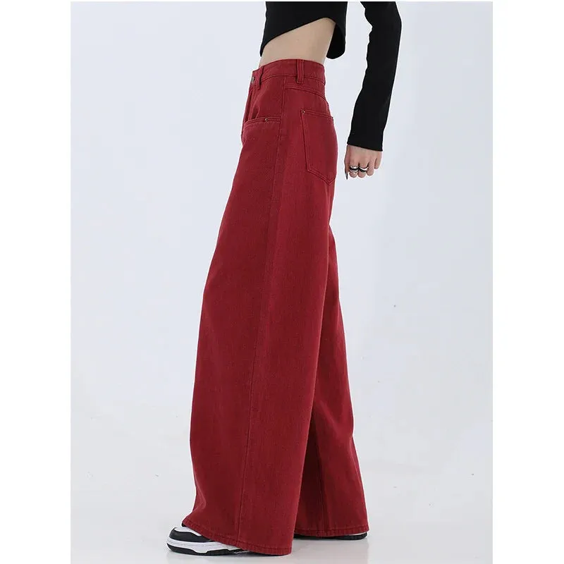 Vintage High Waist High Street Wide Leg Denim Pants