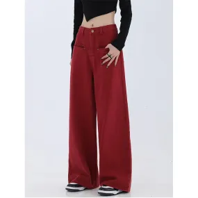 Vintage High Waist High Street Wide Leg Denim Pants