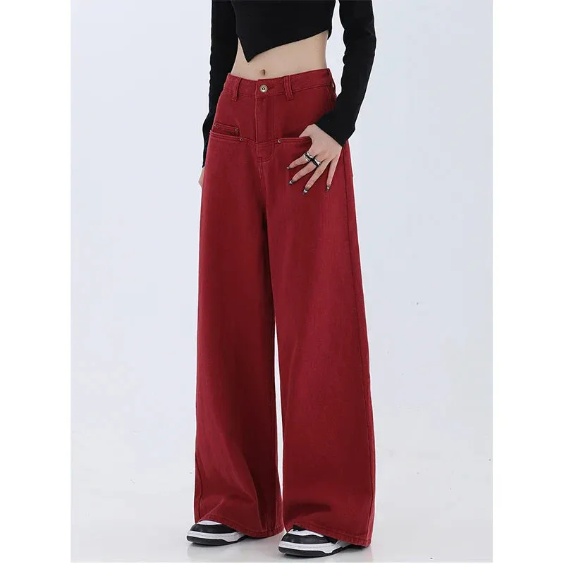 Vintage High Waist High Street Wide Leg Denim Pants