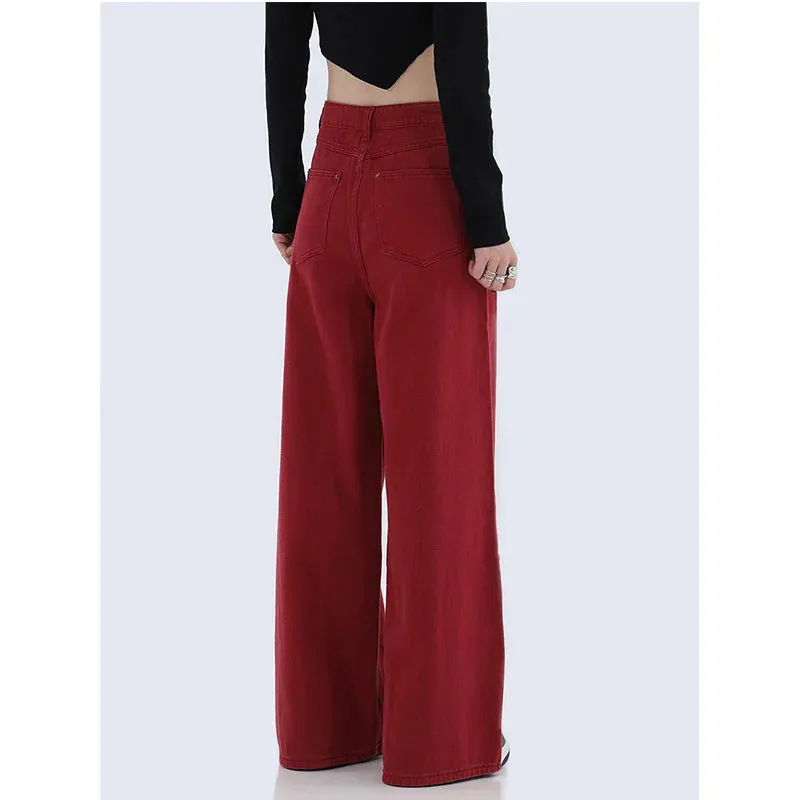 Vintage High Waist High Street Wide Leg Denim Pants