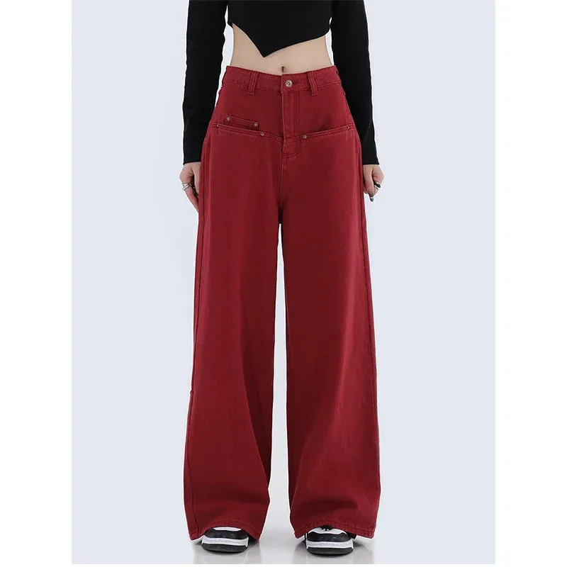 Vintage High Waist High Street Wide Leg Denim Pants