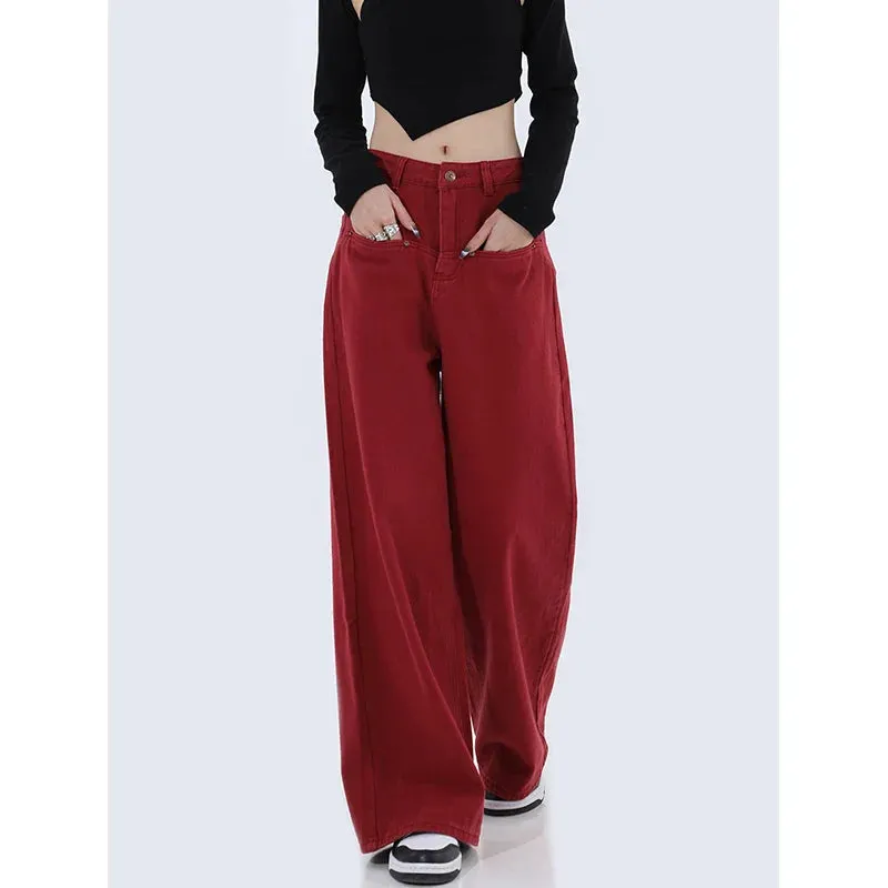 Vintage High Waist High Street Wide Leg Denim Pants
