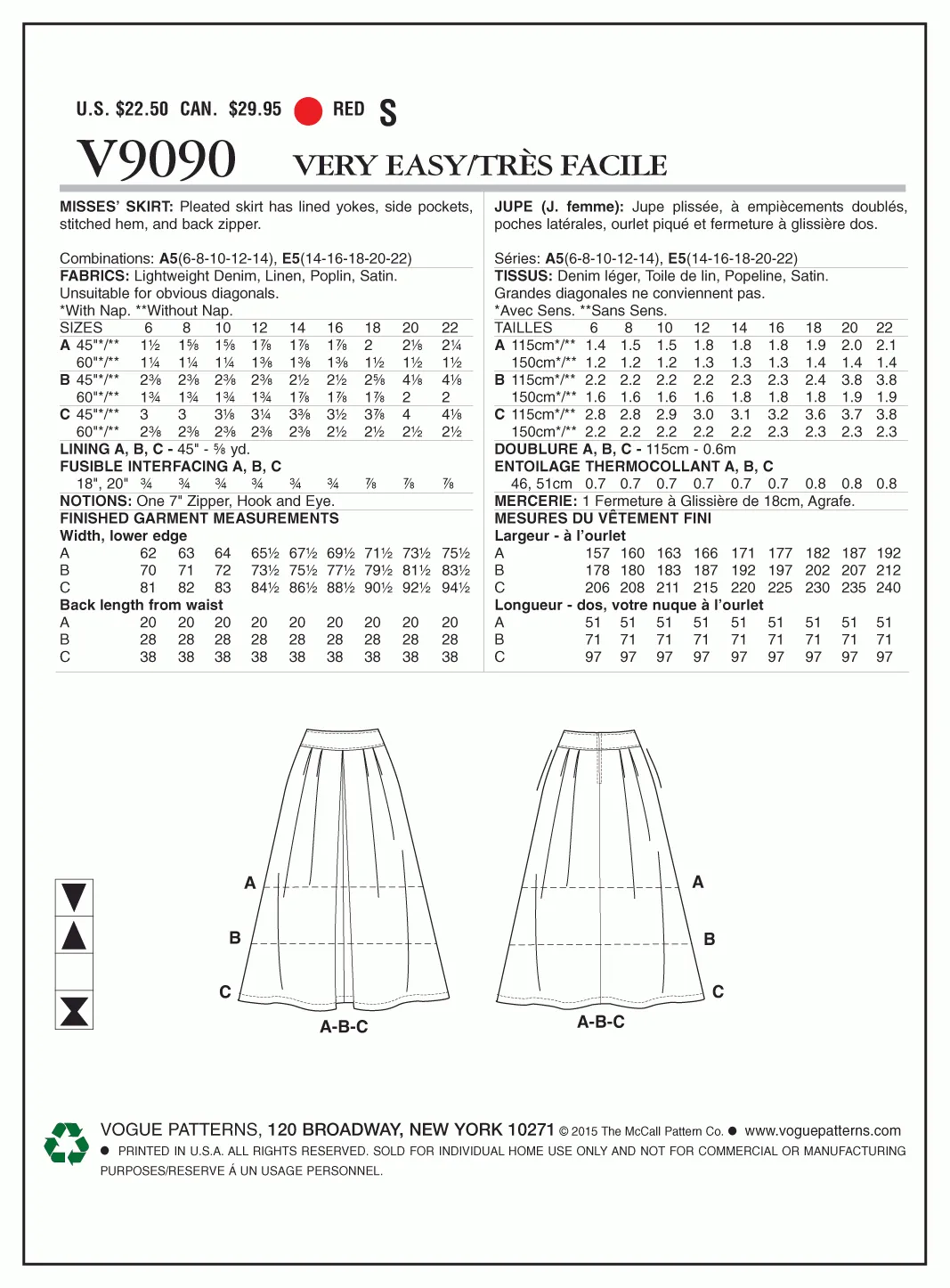 Voguepattern V9090 Misses' Skirt