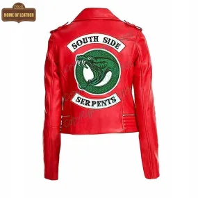 W005 South Side Serpents Red Leather Jacket
