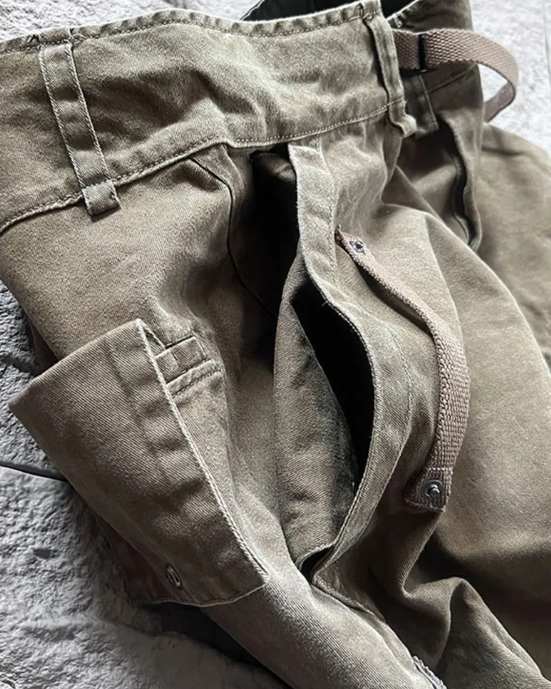 Wasteland Wear Color-Blocked Drawstring Zipper Cargo Pants