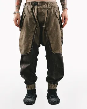 Wasteland Wear Color-Blocked Drawstring Zipper Cargo Pants
