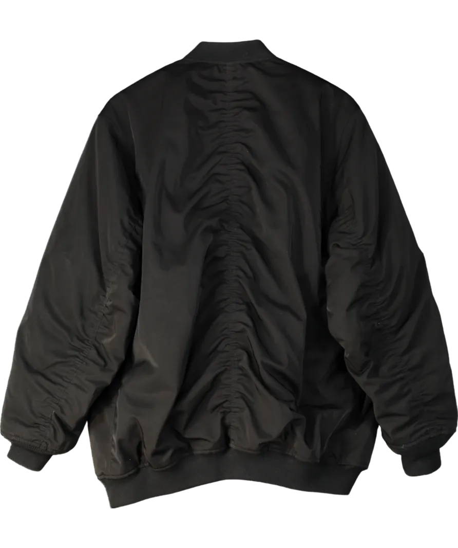 Weekday Black Lui Oversized Bomber Jacket UK M