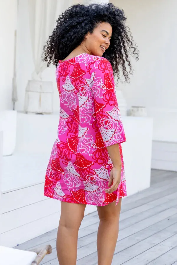 West Indies Wear Frilly Fish Tunic Cover Up - Red
