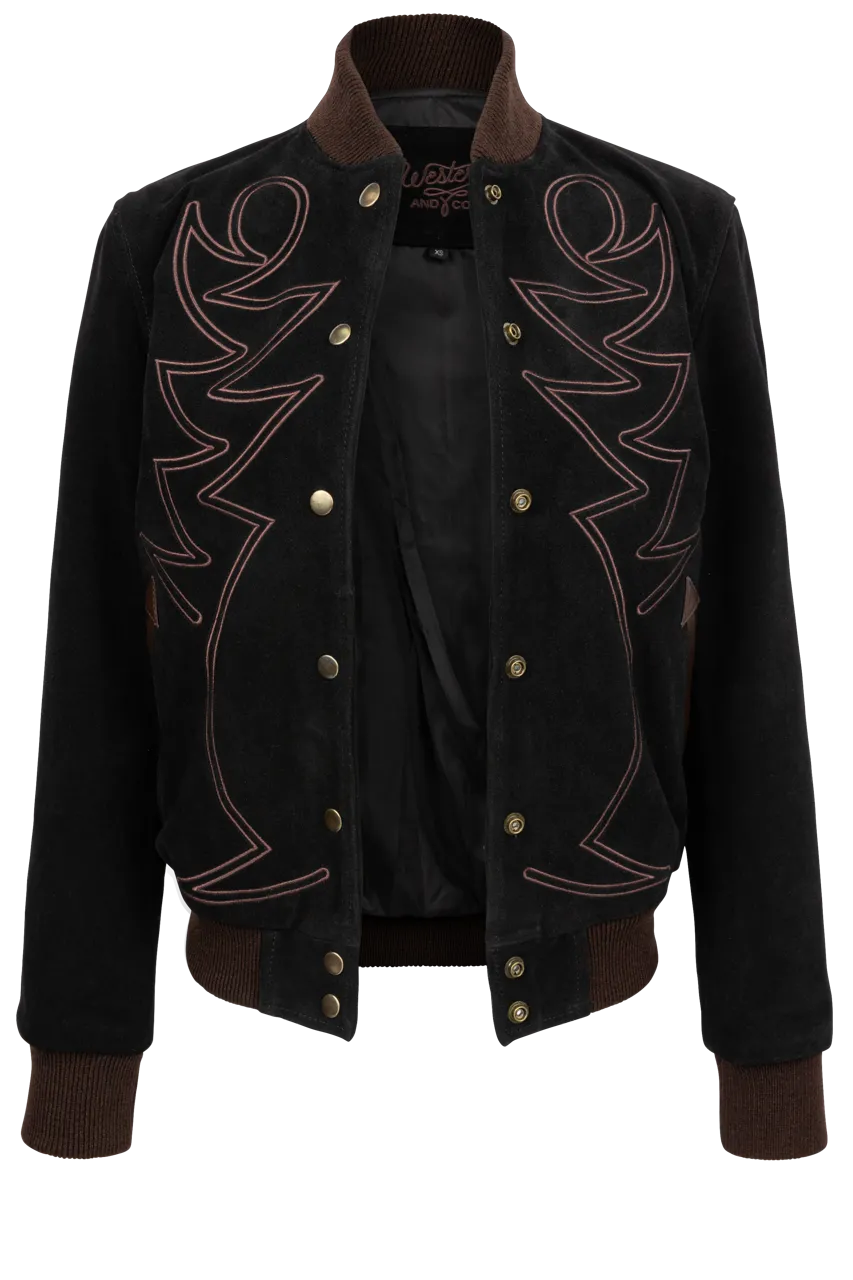 Western & Co. Embroidered Black Bomber Jacket