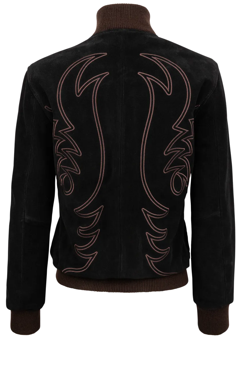 Western & Co. Embroidered Black Bomber Jacket
