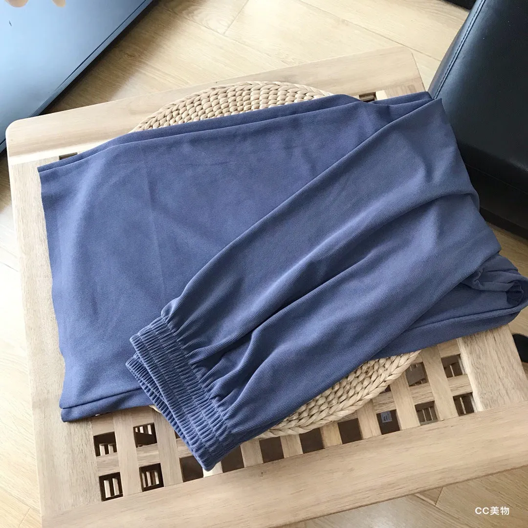 Wide Leg Pants Women High Waist Drape Ice Silk Summer Loose Straight Thin Student Pants