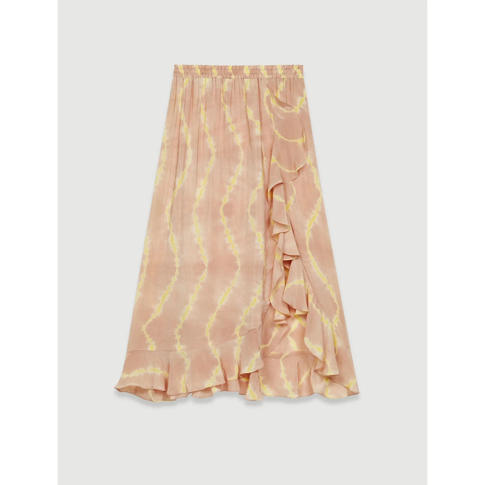 Women Tie Dye Print Skirt With Ruffles - Nude