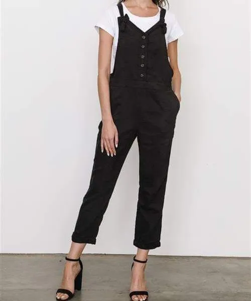 York Button Up Corduroy Black Overalls
