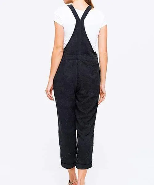 York Button Up Corduroy Black Overalls