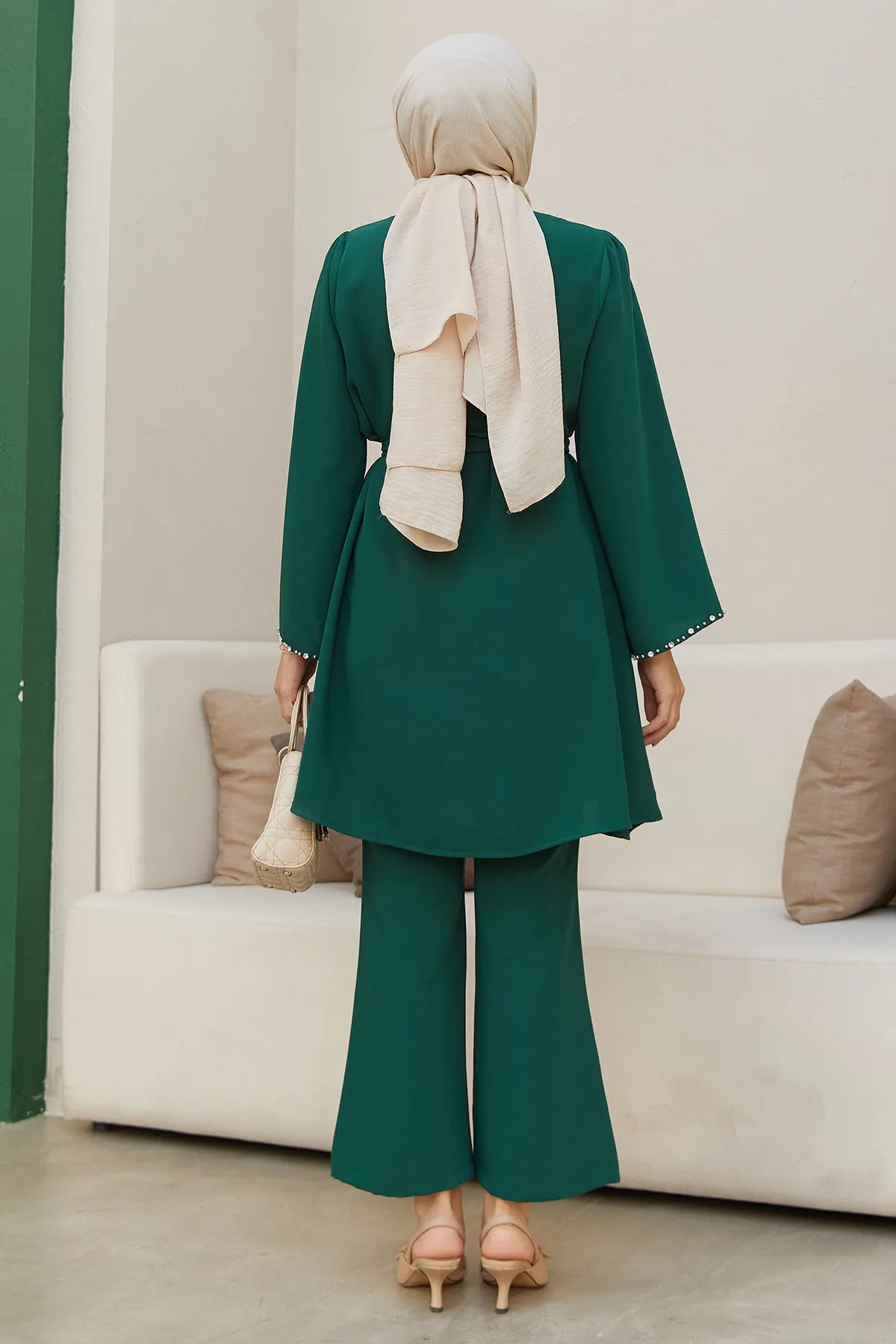 ZRF Women Luna Stone-Embroidered Set - Emerald - Carmel