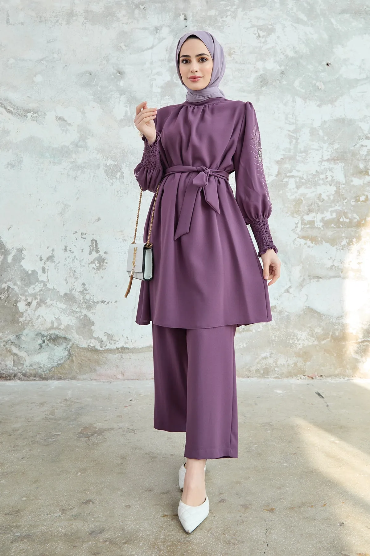 ZRF Women Stone-embroidered Sleeve Set - Lilac - Finglas
